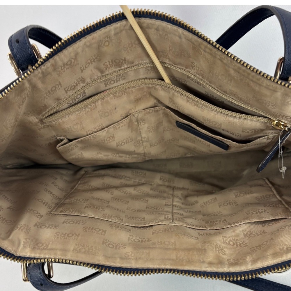 Michael Kors Jet Set Travel Saffiano Leather Tote Bag Navy Blue‎ - Picture 7 of 11